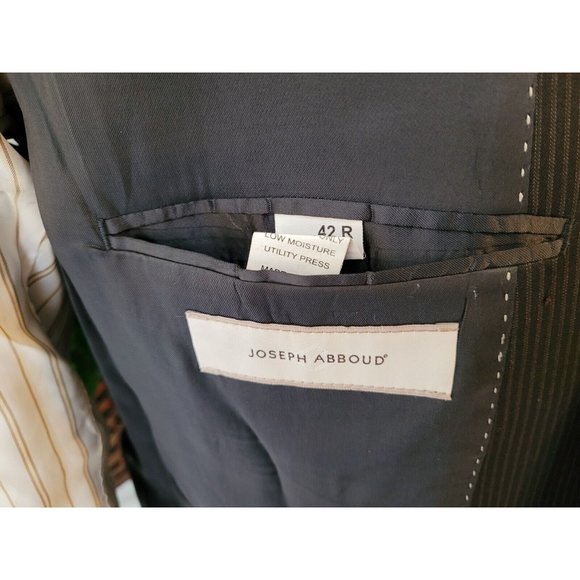 JOSEPH ABBOUD 40R MENS PINSTRIPE SPORT COAT 100% WOOL BLACK TWO-BUTTON B514 - Picture 6 of 9
